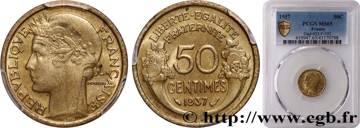50 centimes Morlon 1937  F.192/13 MS65 PCGS