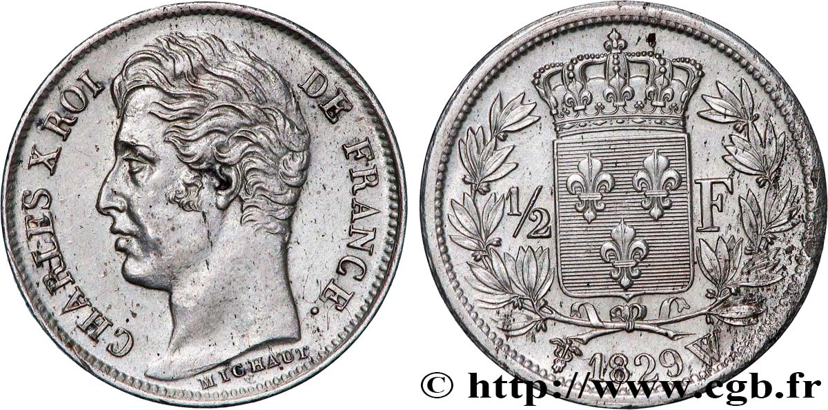 1/2 franc Charles X 1829 Lille F.180/49 AU 