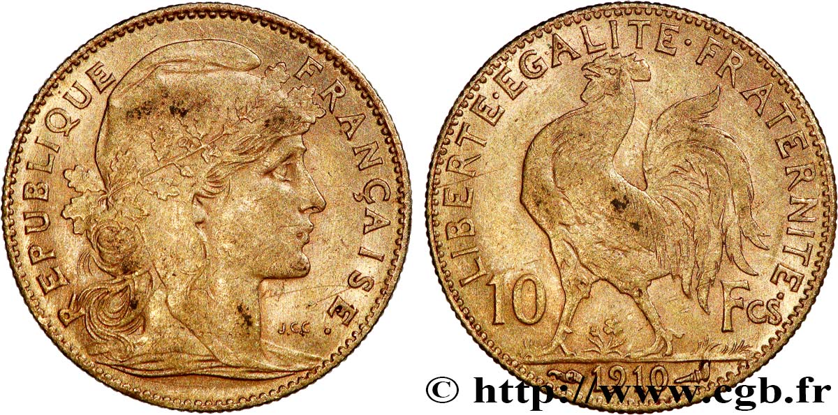 10 francs or Coq 1910 Paris F.509/11 TTB+ 
