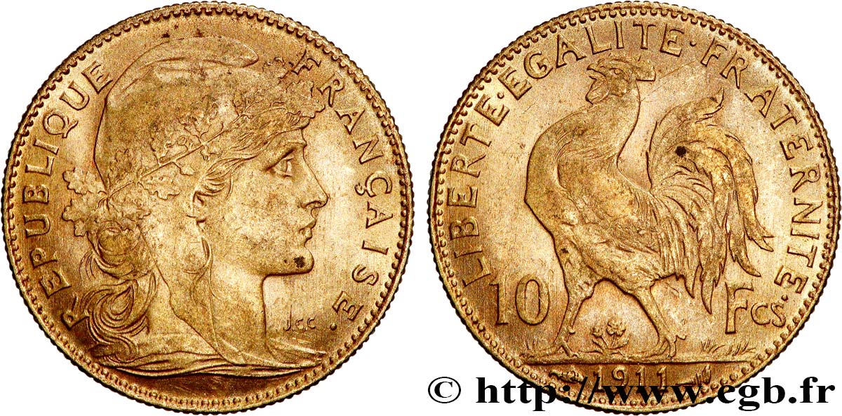 10 francs or Coq 1911 Paris F.509/12 TTB+ 