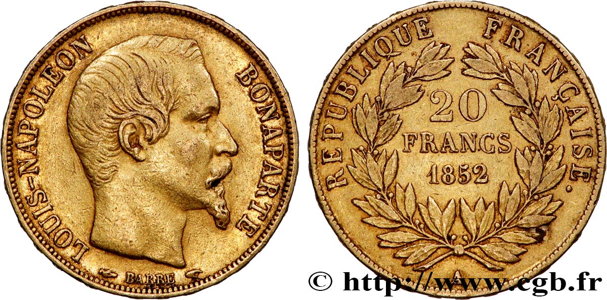 20 francs or Louis-Napoléon 1852 Paris F.530/1 TTB45 