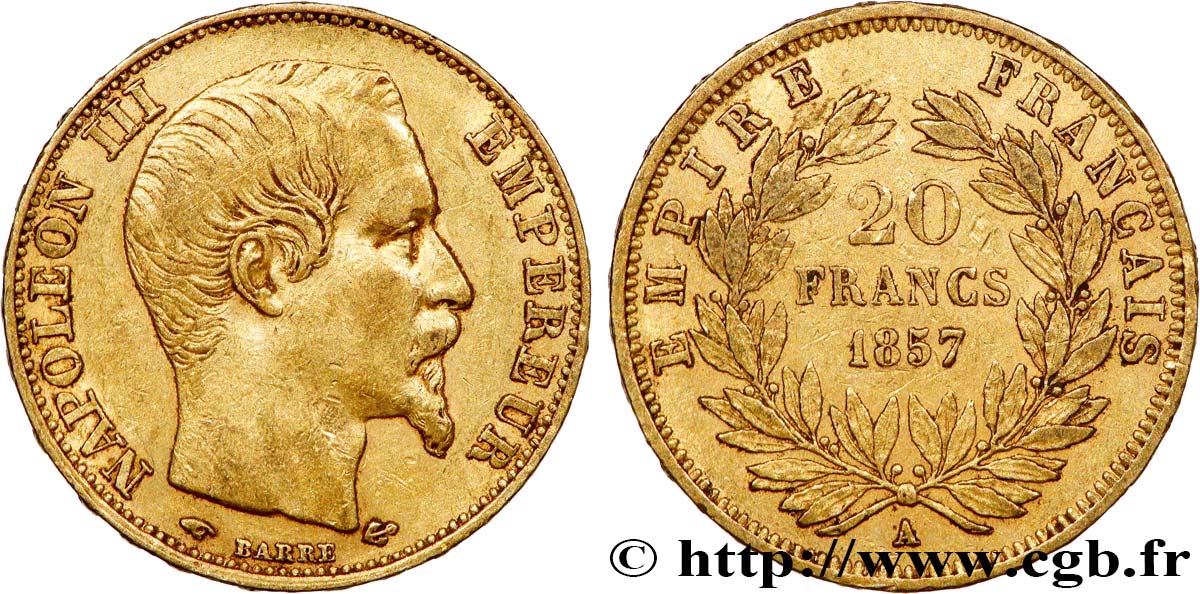 20 francs or Napoléon III, tête nue 1857 Paris F.531/12 TTB45 