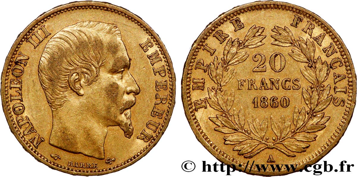 20 francs or Napoléon III, tête nue 1860 Paris F.531/18 TTB50 