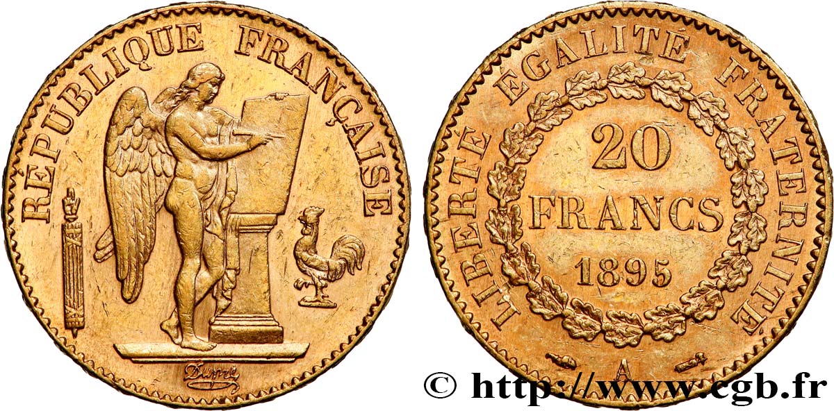 20 francs or Génie, IIIe République 1895 Paris F.533/19 SUP 