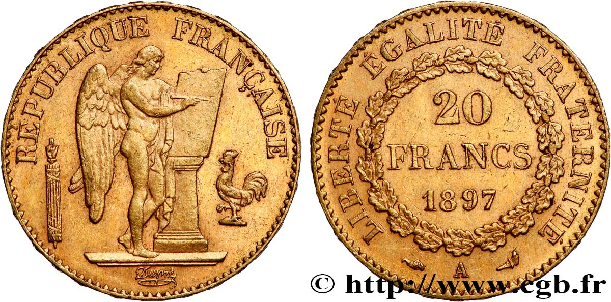 20 francs or Génie, Troisième République 1897 Paris F.533/22 VZ55 