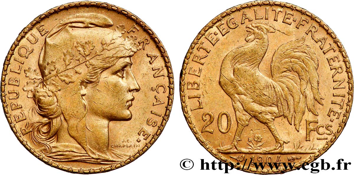20 francs or Coq, Dieu protège la France 1904 Paris F.534/9 TTB+ 