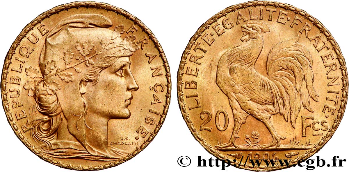 20 francs or Coq, Dieu protège la France 1906 Paris F.534/11 SUP+ 