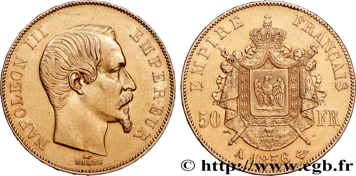 50 francs or Napoléon III, tête nue 1856 Paris F.547/3 TTB+ 