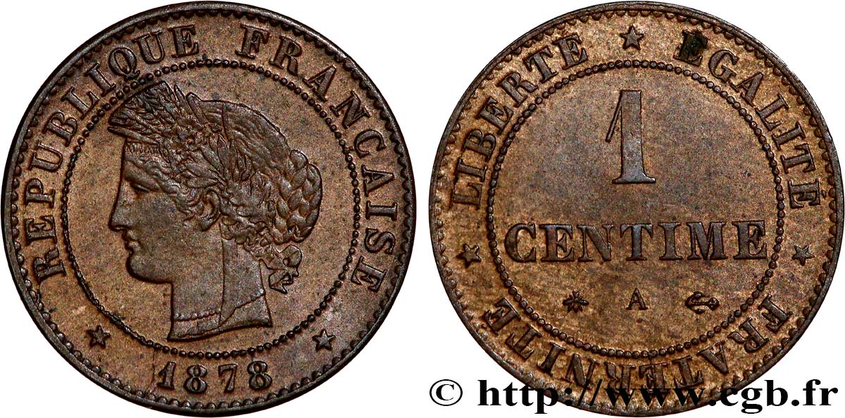 1 centime Cérès 1878 Paris F.104/7 SUP62 