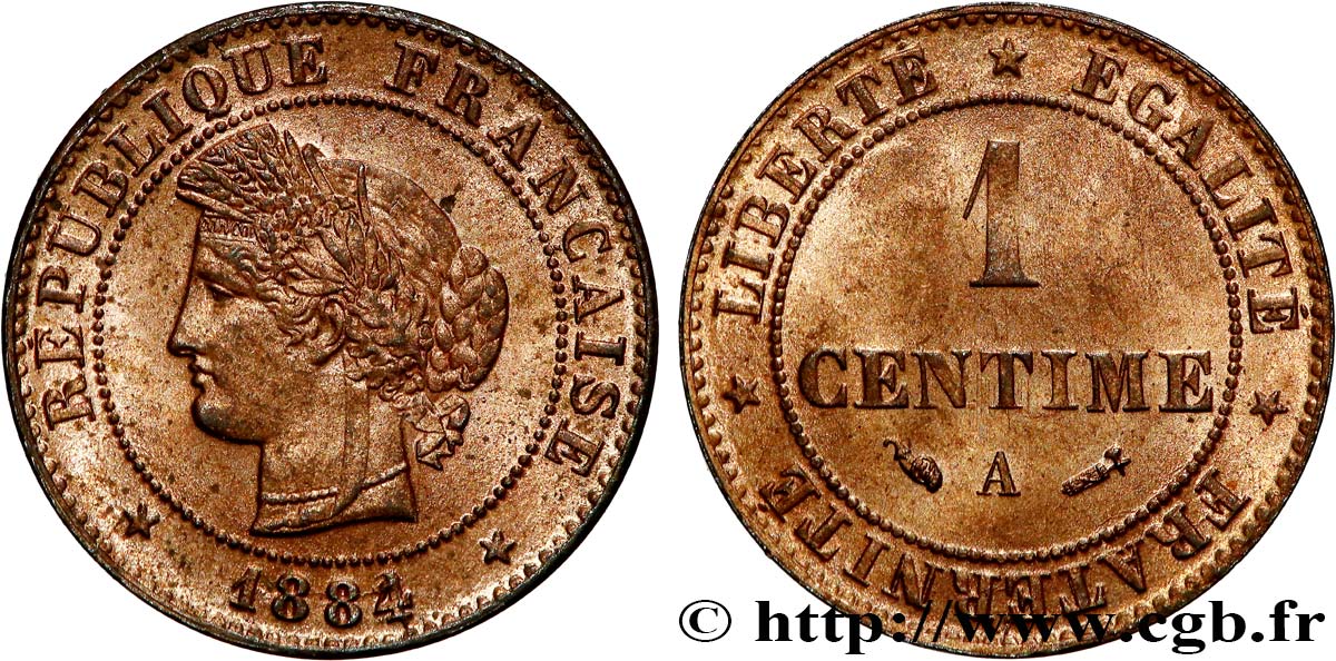 1 centime Cérès 1884 Paris F.104/11 MS65 