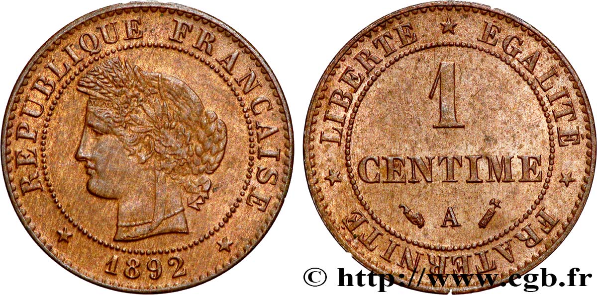 1 centime Cérès 1892 Paris F.104/19 SPL63 