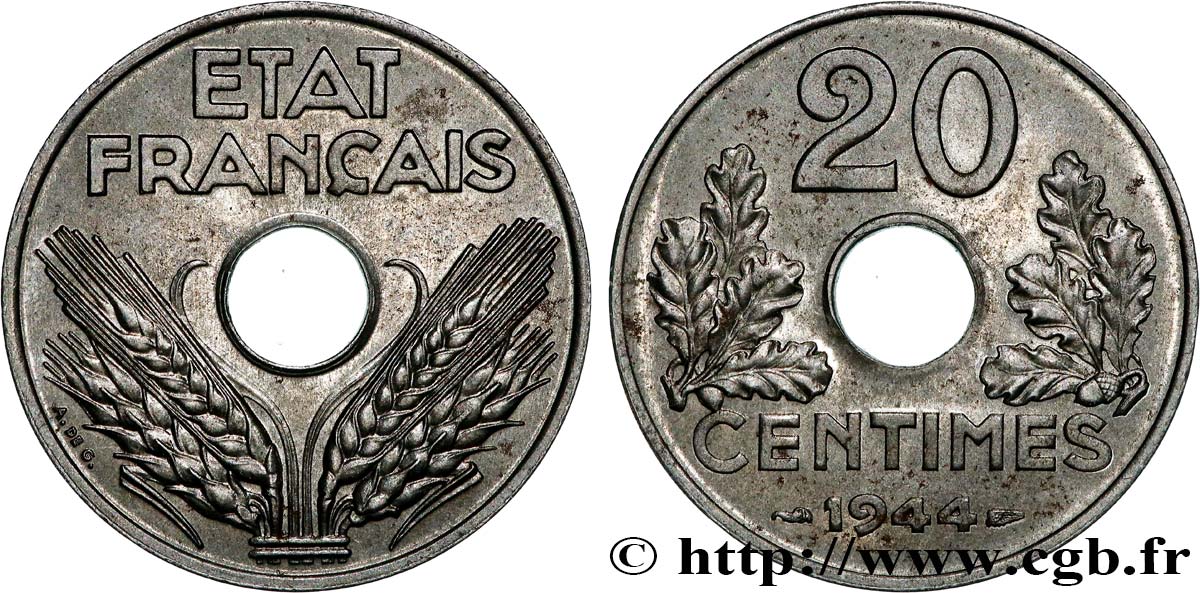 20 centimes fer 1944  F.154/3 MS64 
