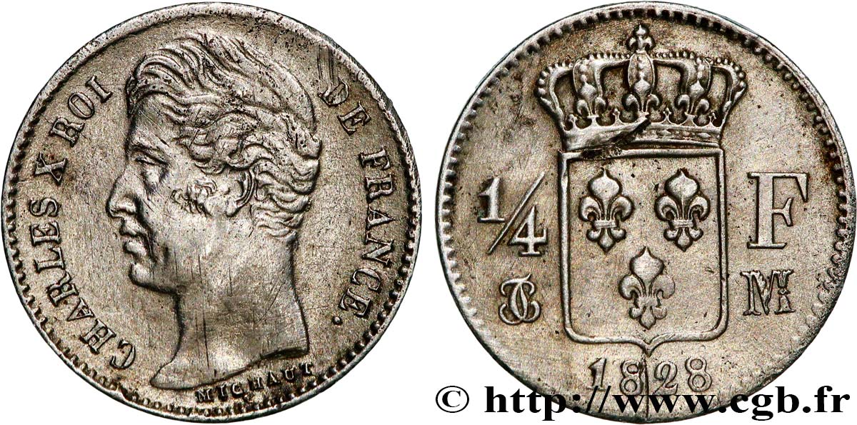 1/4 franc Charles X 1828 Toulouse F.164/25 MB 