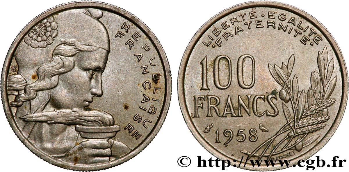 100 francs Cochet, chouette 1958  F.450/13 fVZ 