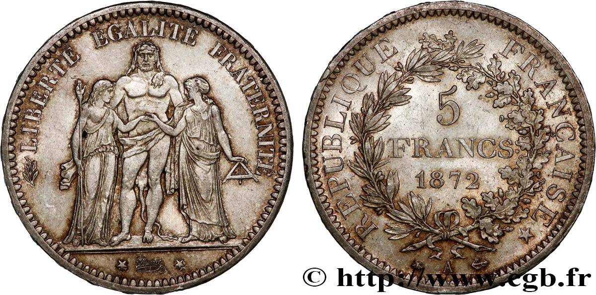 5 francs Hercule 1872 Paris F.334/6 AU58 