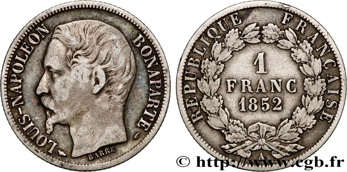 1 franc Louis-Napoléon 1852 Paris F.212/1 TB25 