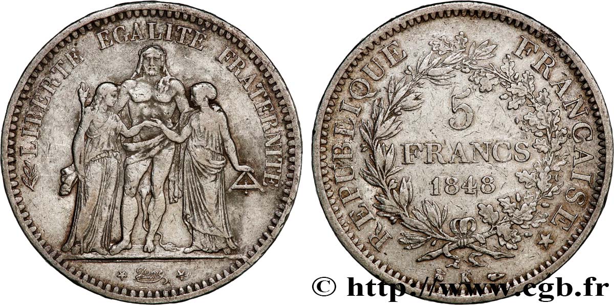 5 francs Hercule, IIe République 1848 Bordeaux F.326/4 SS40 