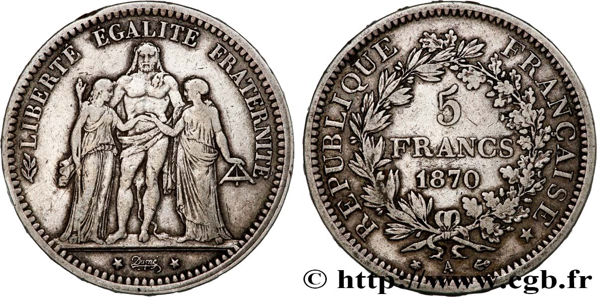 5 francs Hercule 1870 Paris F.334/1 VF 