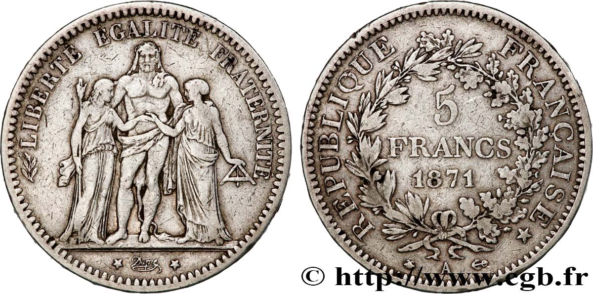 5 francs Hercule 1871 Paris F.334/2 TB35 