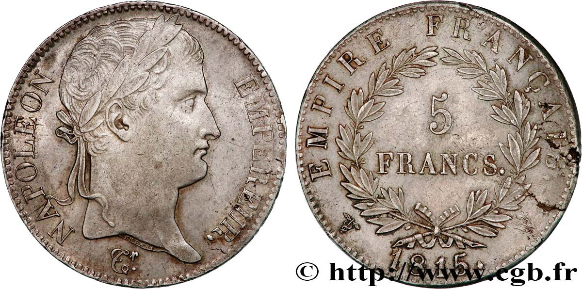 5 francs Napoléon Empereur, Cent-Jours 1815 Lille F.307A/9 SUP 