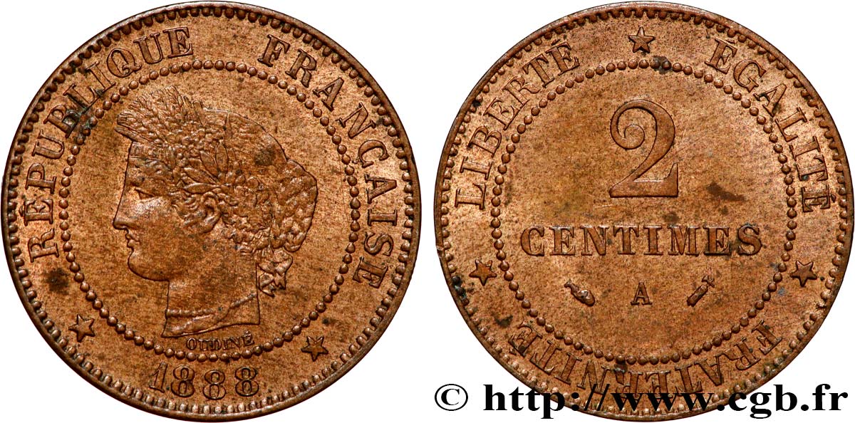 2 centimes Cérès 1888 Paris F.109/14 SUP 