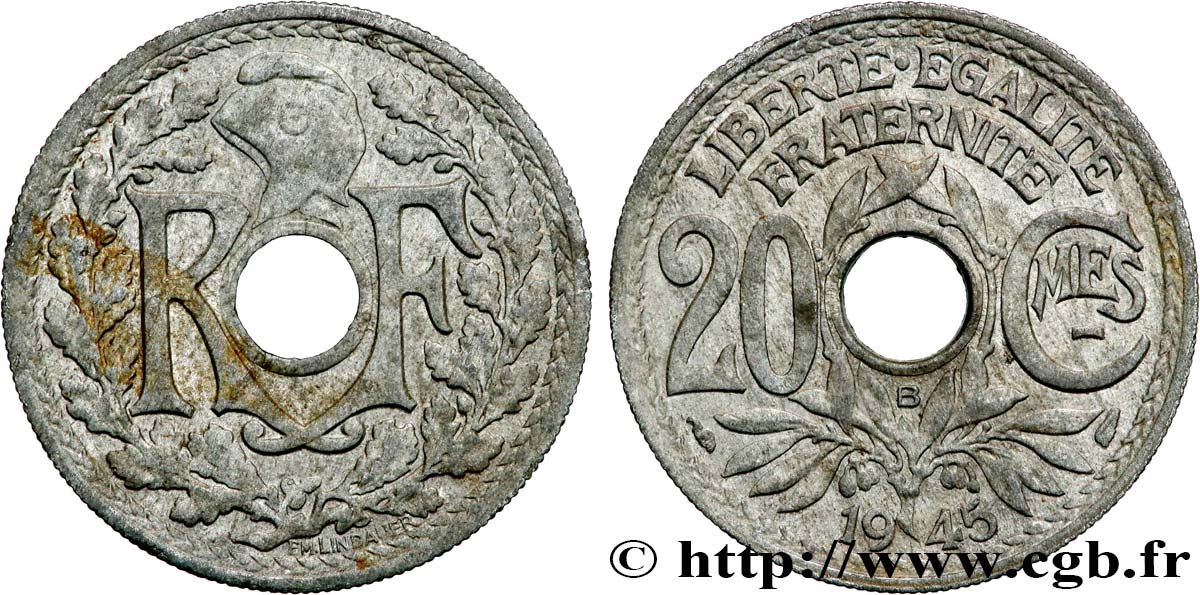 20 centimes Lindauer 1945 Beaumont-le-Roger F.155/3 AU 