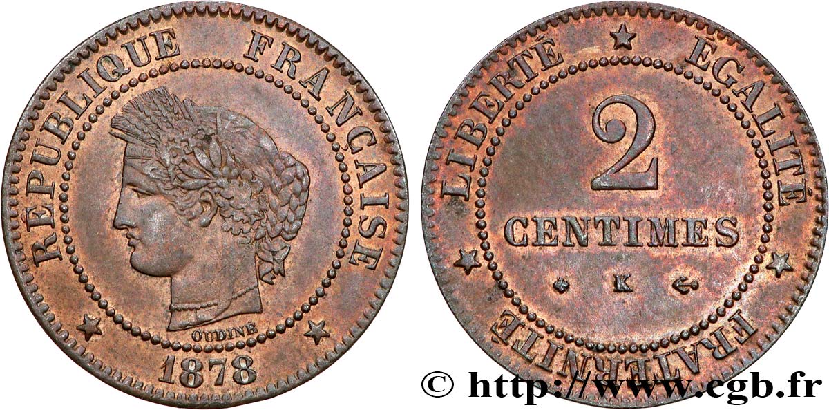 2 centimes Cérès 1878 Bordeaux F.109/4 VZ 