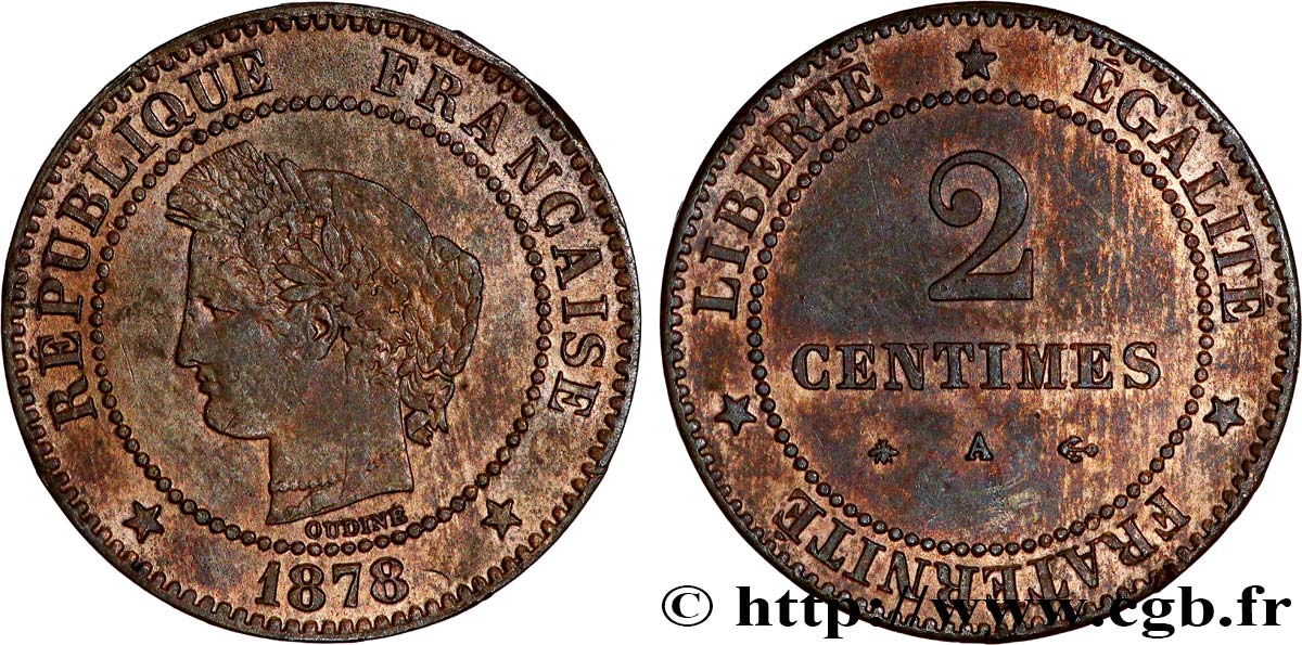 2 centimes Cérès 1878 Paris F.109/3 AU 