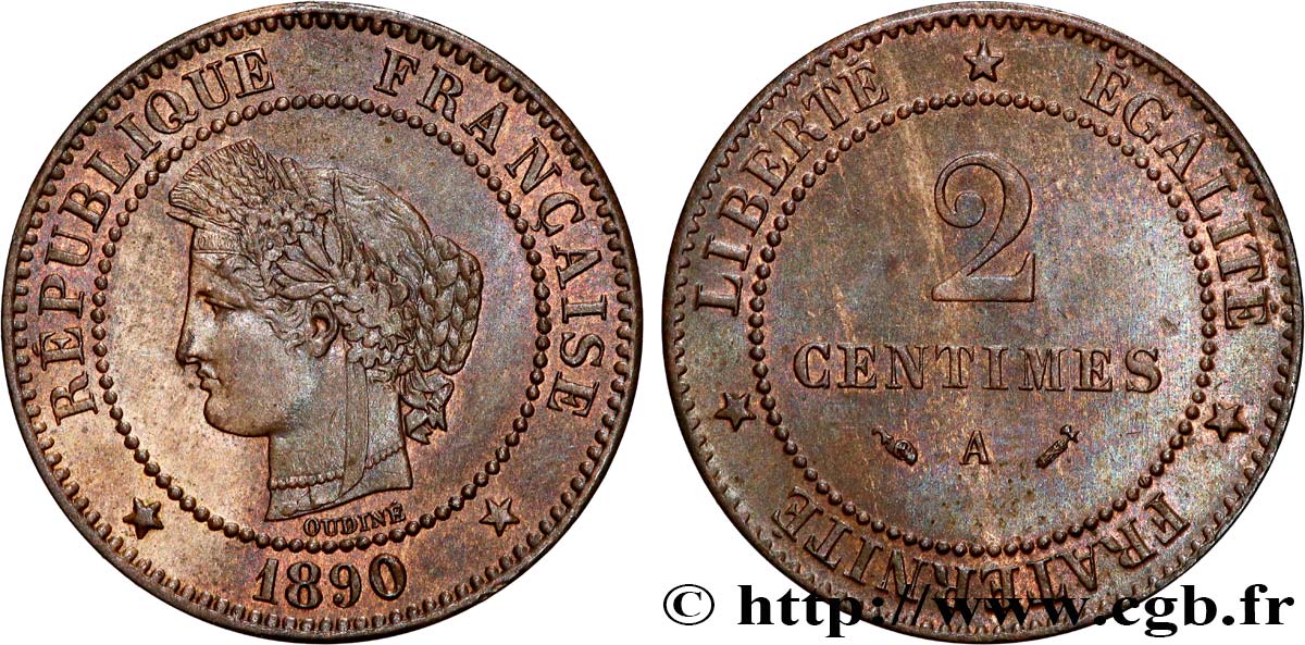 2 centimes Cérès 1890 Paris F.109/16 AU 