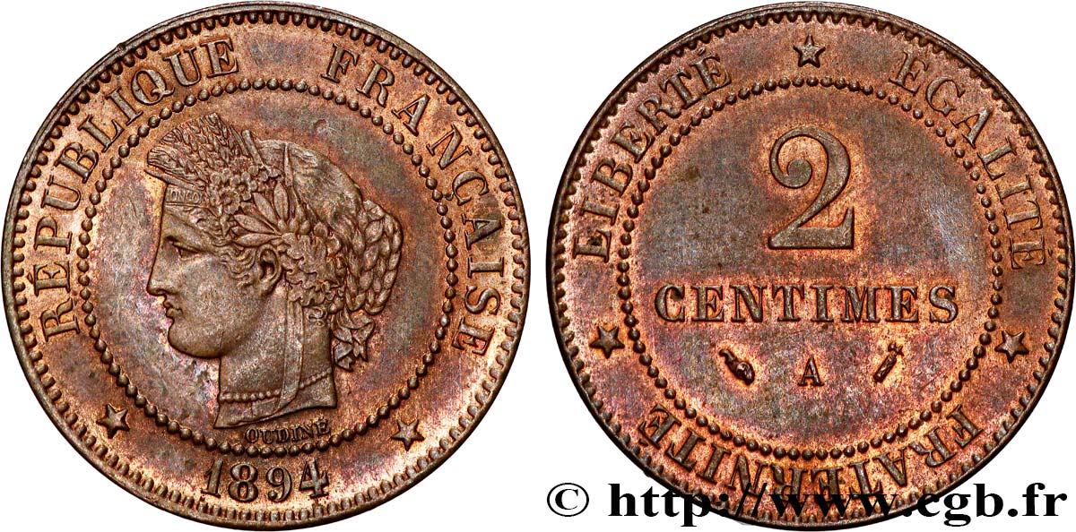 2 centimes Cérès 1894 Paris F.109/20 AU 