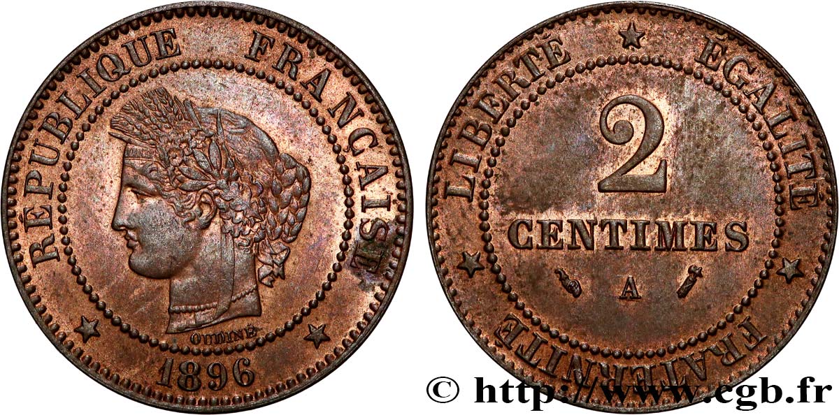 2 centimes Cérès 1896 Paris F.109/22 SUP60 
