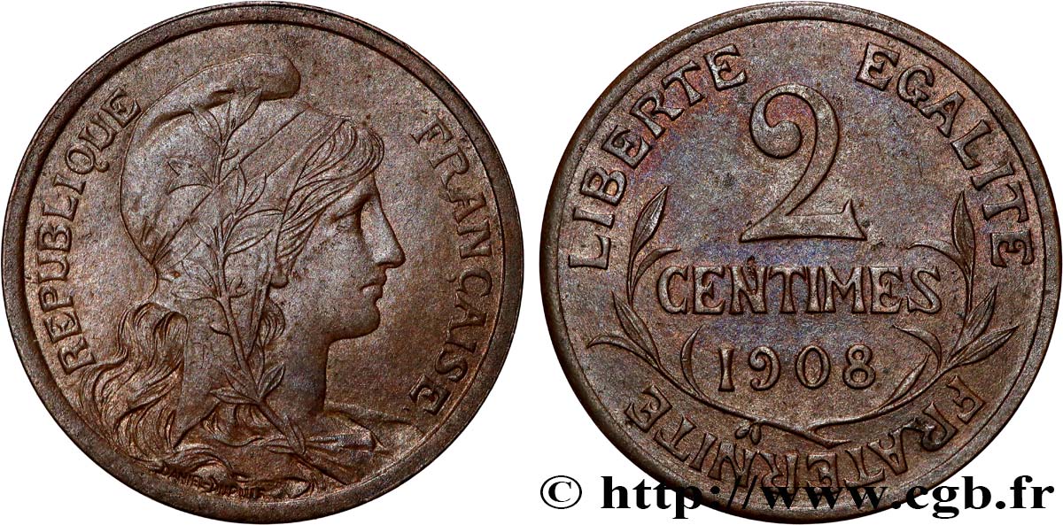 2 centimes Daniel-Dupuis 1908 Paris F.110/11 EBC55 