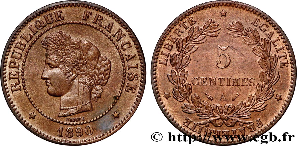 5 centimes Cérès 1890 Paris F.118/32 SUP+ 