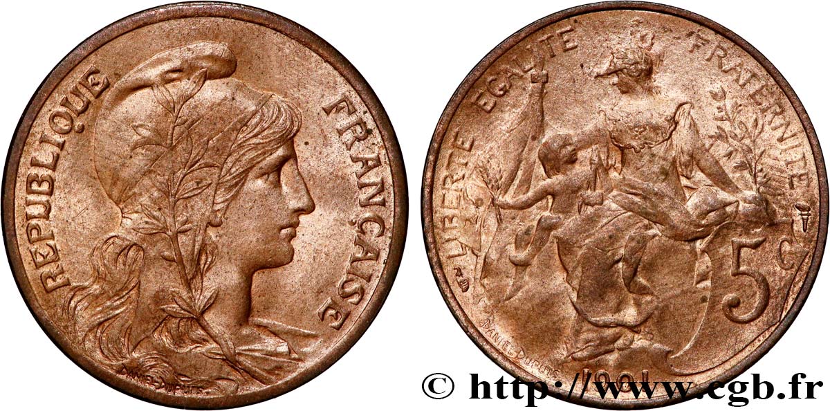 5 centimes Daniel-Dupuis 1901  F.119/11 MS64 
