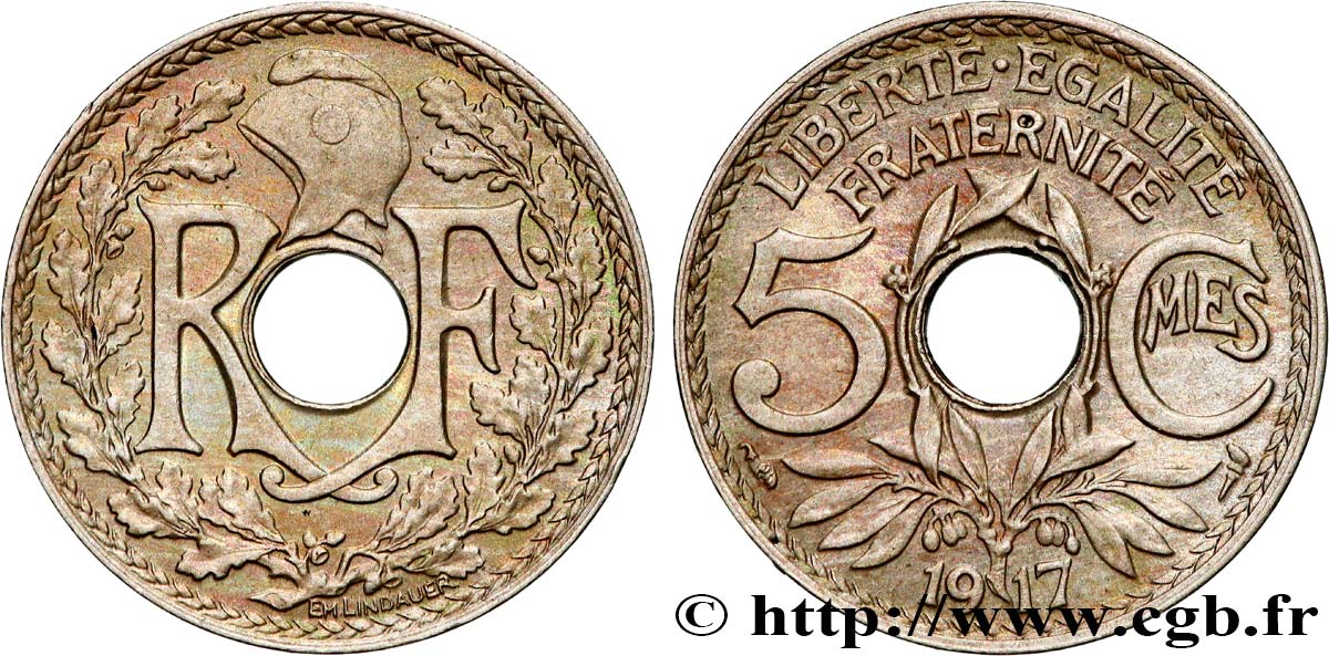 5 centimes Lindauer, grand module 1917 Paris F.121/1 BB53 