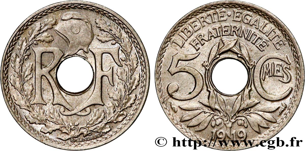 5 centimes Lindauer, grand module 1919 Paris F.121/3 SUP60 