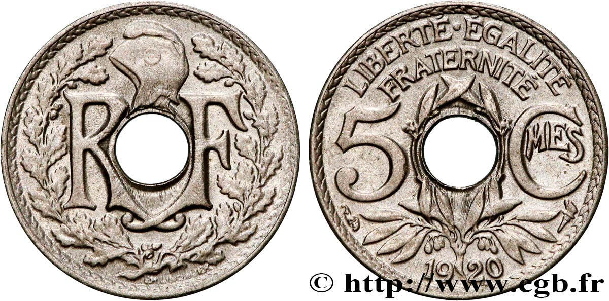 5 centimes Lindauer, petit module 1920  F.122/2 VZ60 