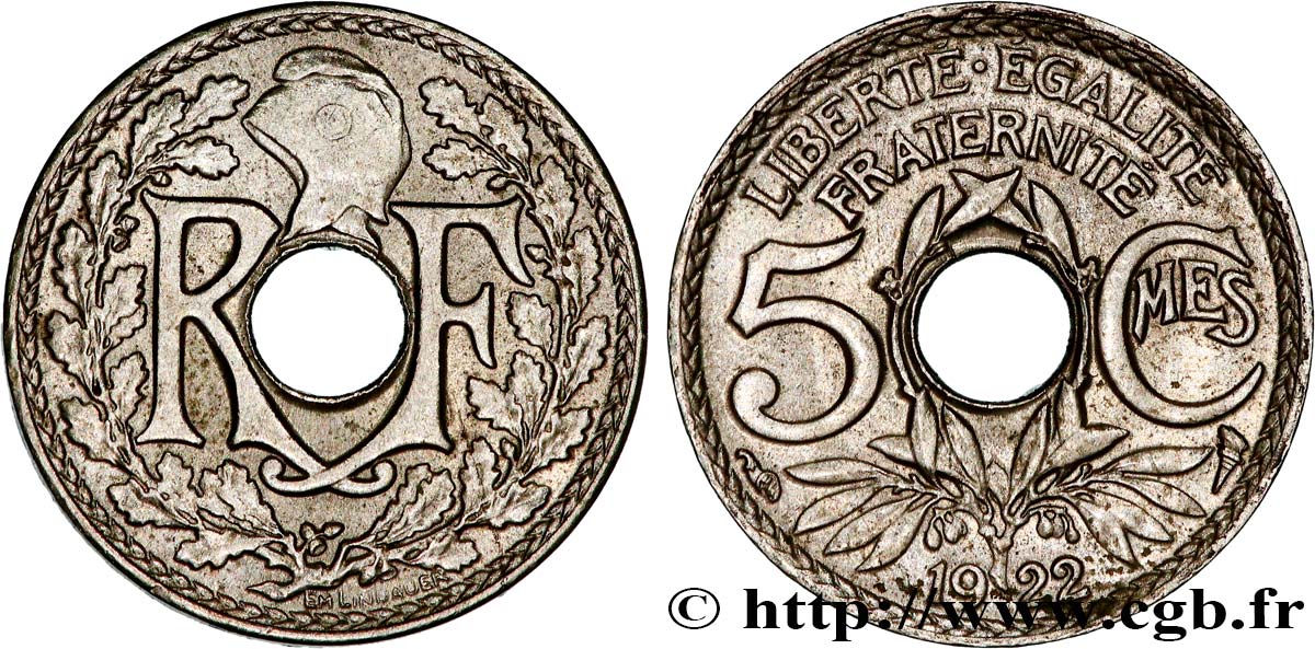 5 centimes Lindauer, petit module 1922 Paris F.122/4 MS62 