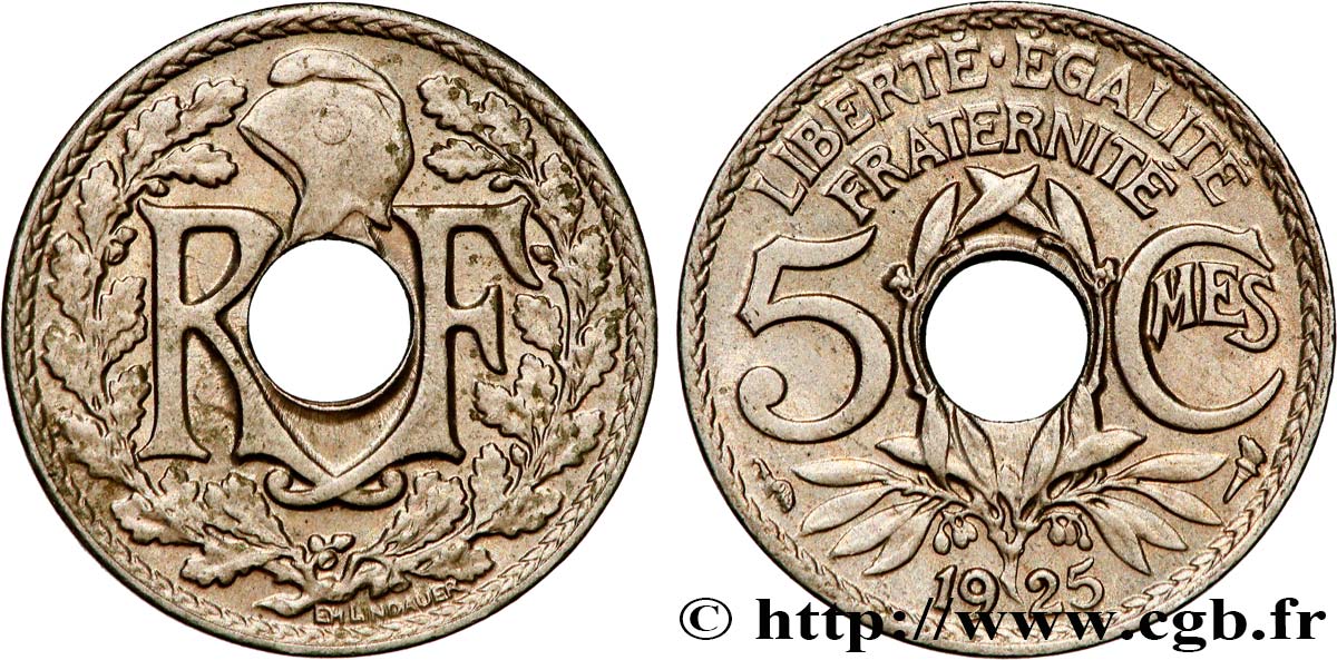 5 centimes Lindauer, petit module 1925 Paris F.122/10 SUP60 