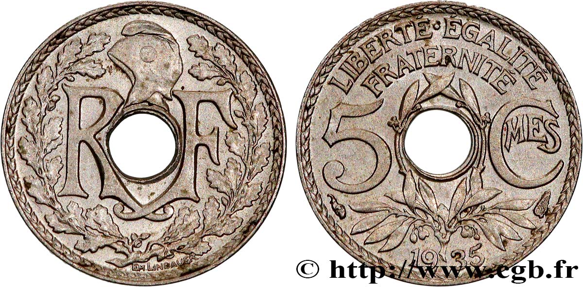 5 centimes Lindauer, petit module 1935 Paris F.122/18 SPL61 