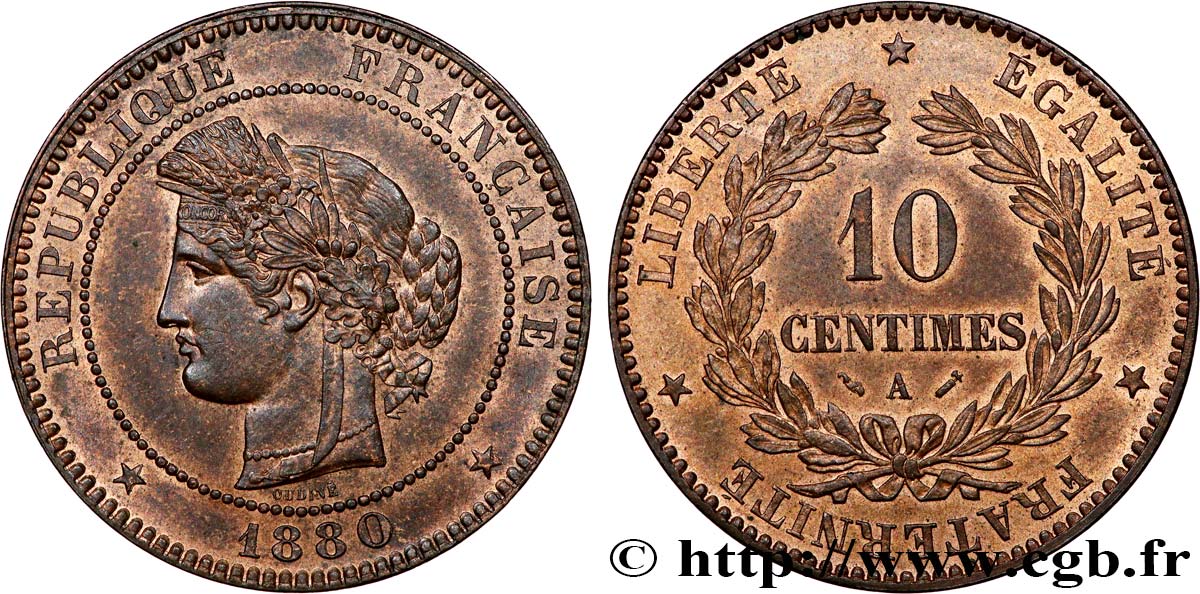 10 centimes Cérès 1880 Paris F.135/24 MS63 