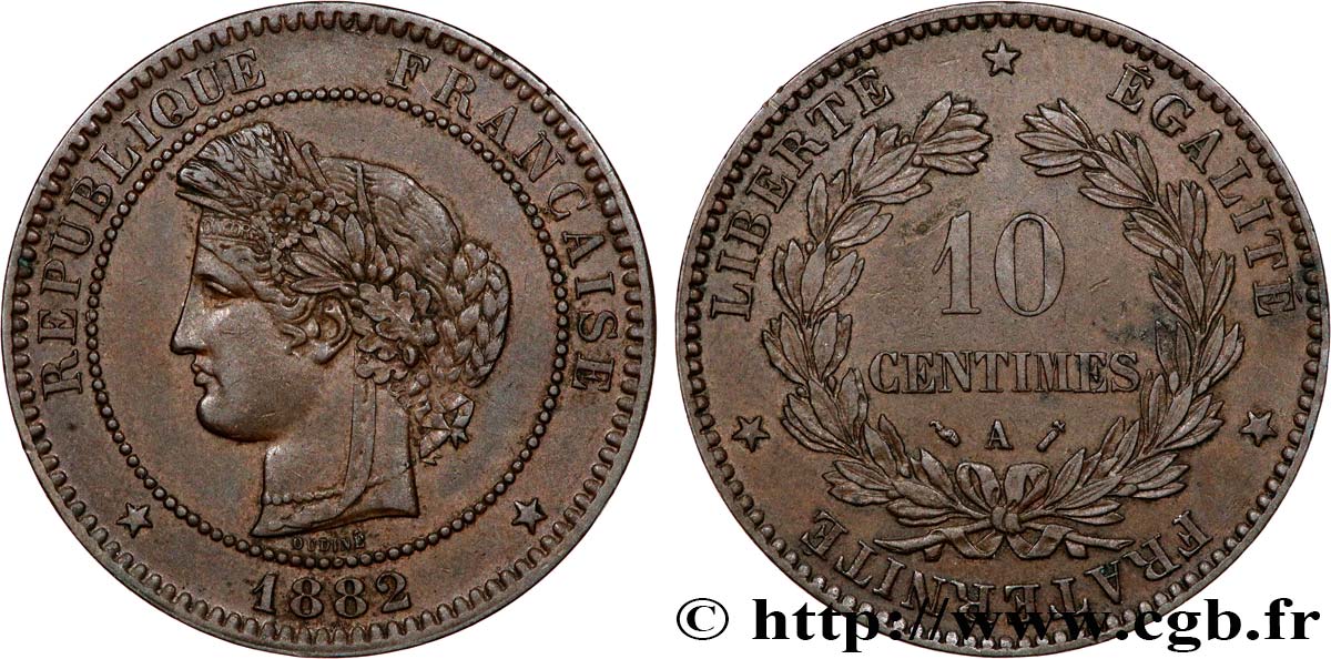 10 centimes Cérès 1882 Paris F.135/26 SPL55 