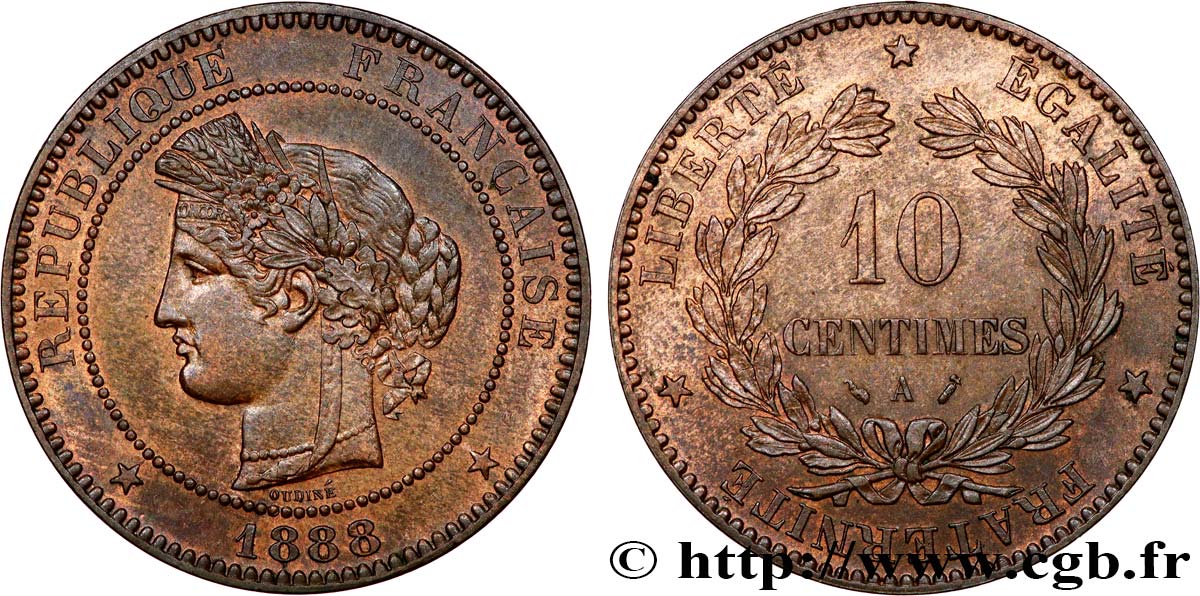 10 centimes Cérès, 1888/7 1888 Paris F.135/32 EBC61 