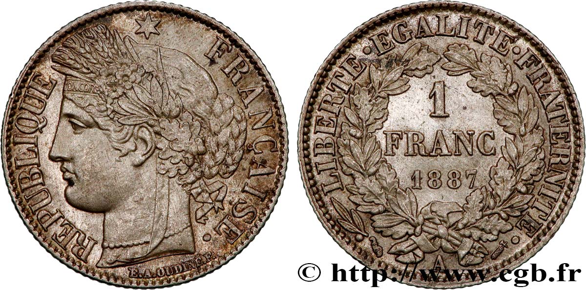 1 franc Cérès, IIIe République 1887 Paris F.216/9 MS 