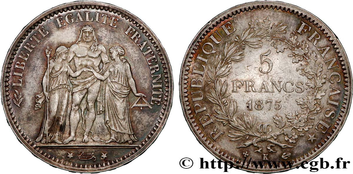 5 francs Hercule 1875 Bordeaux F.334/16 TTB+ 