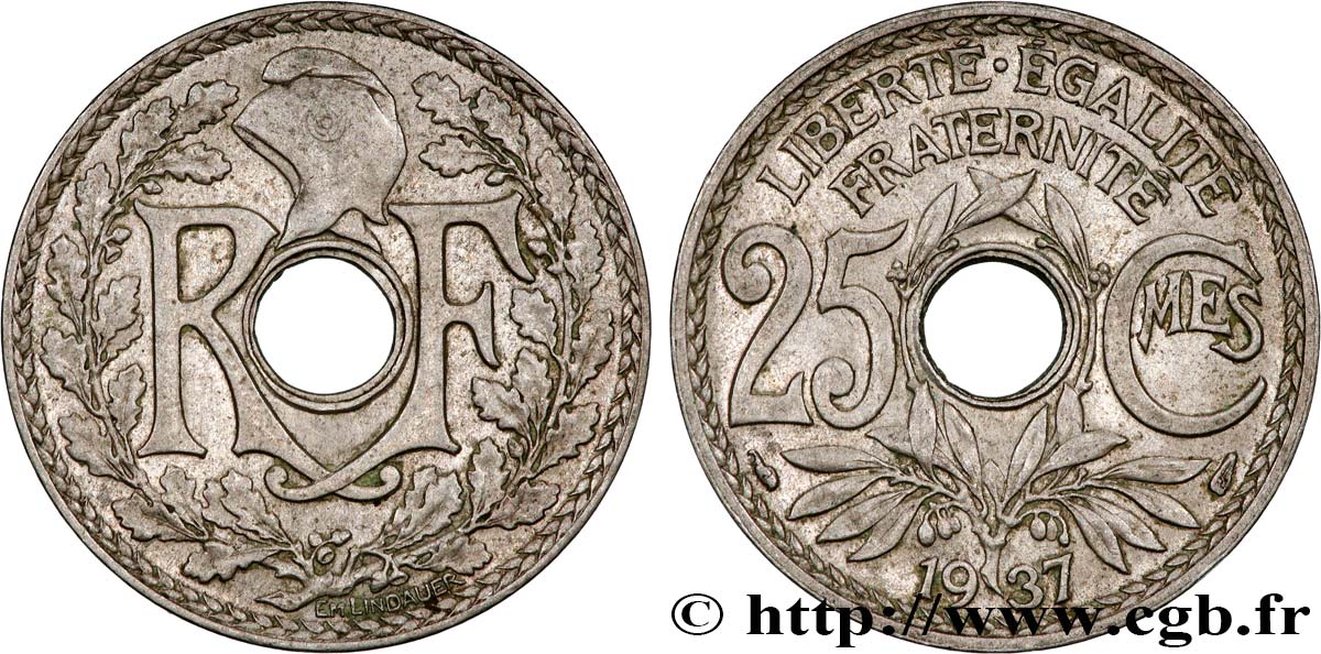 25 centimes Lindauer 1937  F.171/20 XF45 