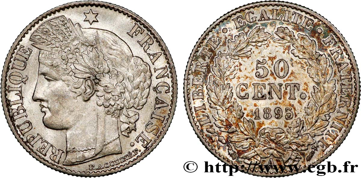 50 centimes Cérès, IIIe République 1895 Paris F.189/16 SUP+ 