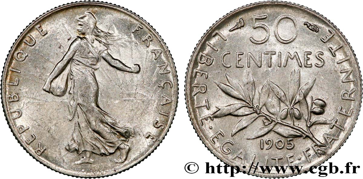 50 centimes Semeuse 1905 Paris F.190/12 EBC 