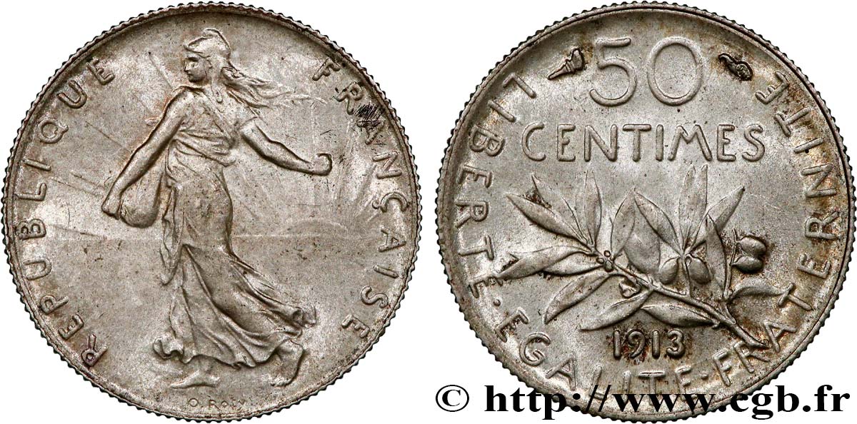 50 centimes Semeuse 1913 Paris F.190/20 SUP62 