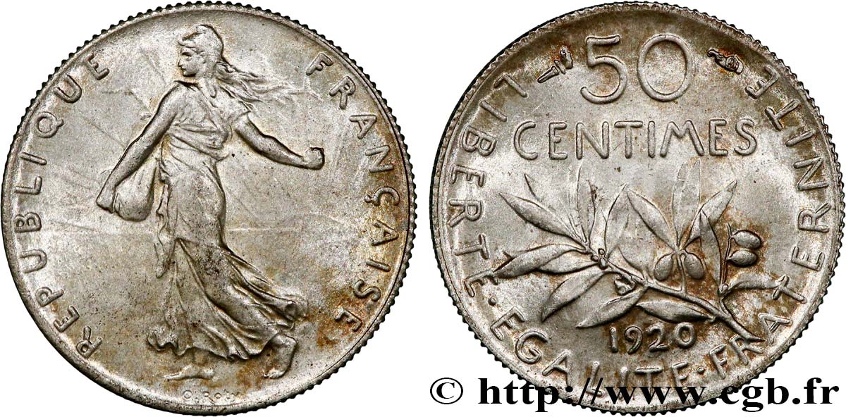 50 centimes Semeuse 1920 Paris F.190/27 SPL63 